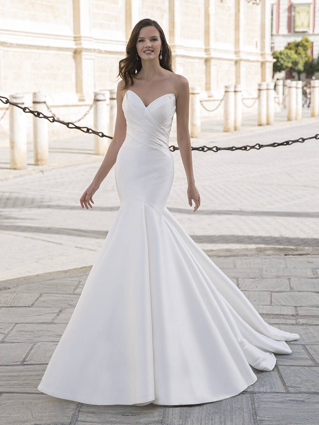 Satin Fit and Flare Wedding Dress
